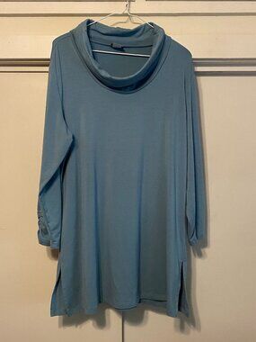 NTCO, Nomadic Traders, long sleeve, green/blue turtleneck dress/tunic, size XL